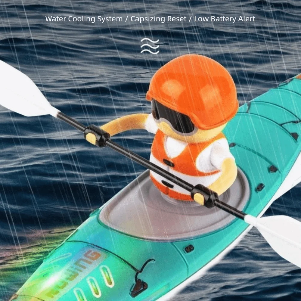 2.4G Remote Control RC Boat Light Rowing Paddling Speedboat Mini Size Rechargeable Battery Remote Control Boat Boys Gift