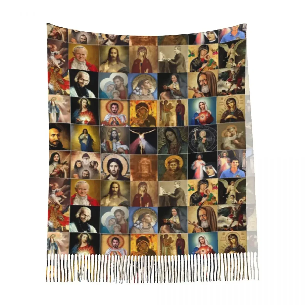 Santi Gesù Maria Fiducia nella tua Sciarpa Sciarpe con nappe per donna Scialli e stole morbidi e caldi Scialle lungo autunno inverno