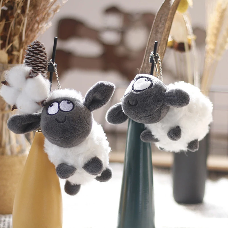 1Pc Soft White Sheep Plush Doll Baby Cute Animal Doll Stuffed doll Stuffed Plush Toys Keychain Bag Backpack Pendant