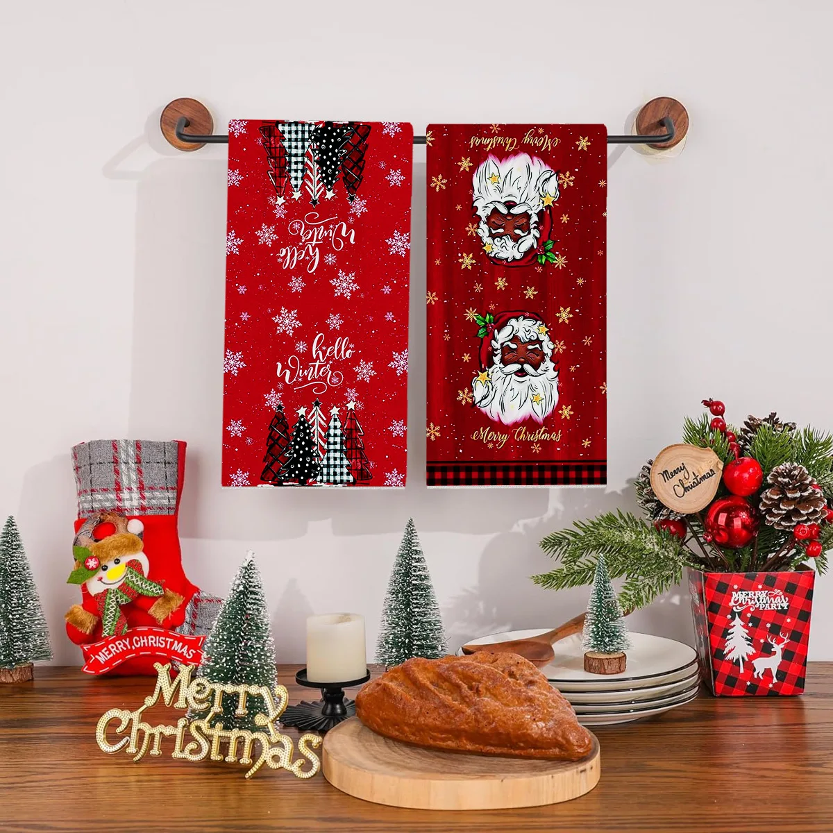 

Household Face Flannel Cartoon Christmas Tree Decorative Facecloth Kitchen Dishcloth Sports Towels Washcloth Celebration Gift