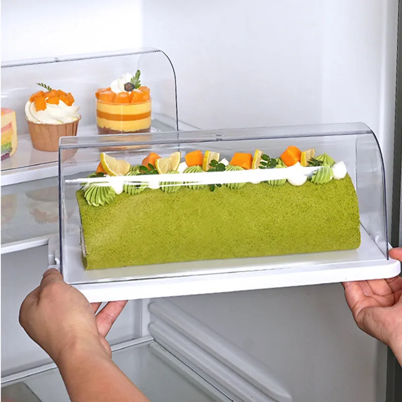 Transparent Food Grade Cake Roll Display Box Dessert Fresh-keeping Storage Box Bread Packaging Boxes Refrigerated Household