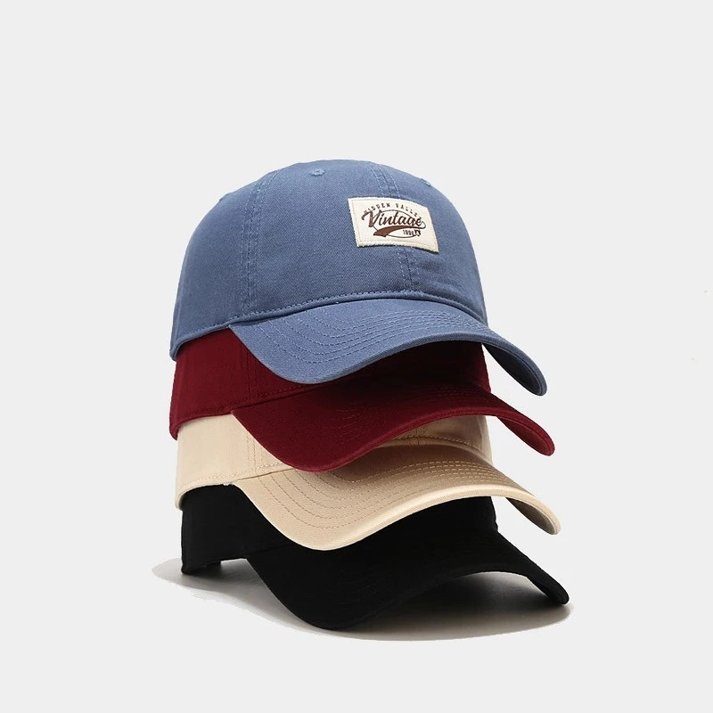 Vintage Label Baseball Cap Unisex Adjustable Cotton Casual Sun Hat for Men Women Streetwear