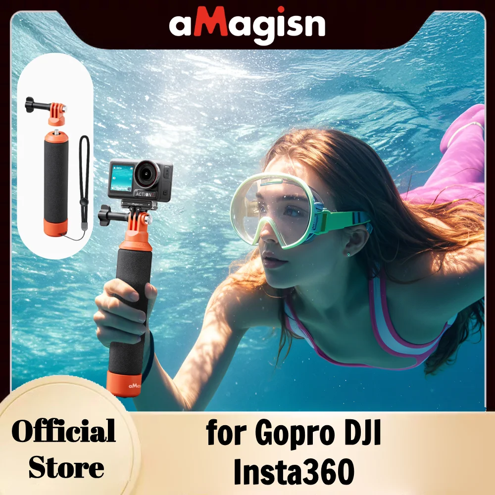 aMagisn Floating Camera Hand Grip , Underwater Diving Buoyancy Bar Selfie Stick Monopod for Gopro DJI Insta360 Swimming Surfing