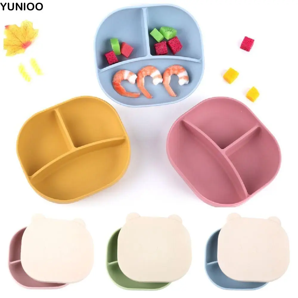

Cartoon Bear Baby Weaning Dishes BPA-Free Portable Toddler Feeding Tableware Easy Clean with Lid Children's Tableware