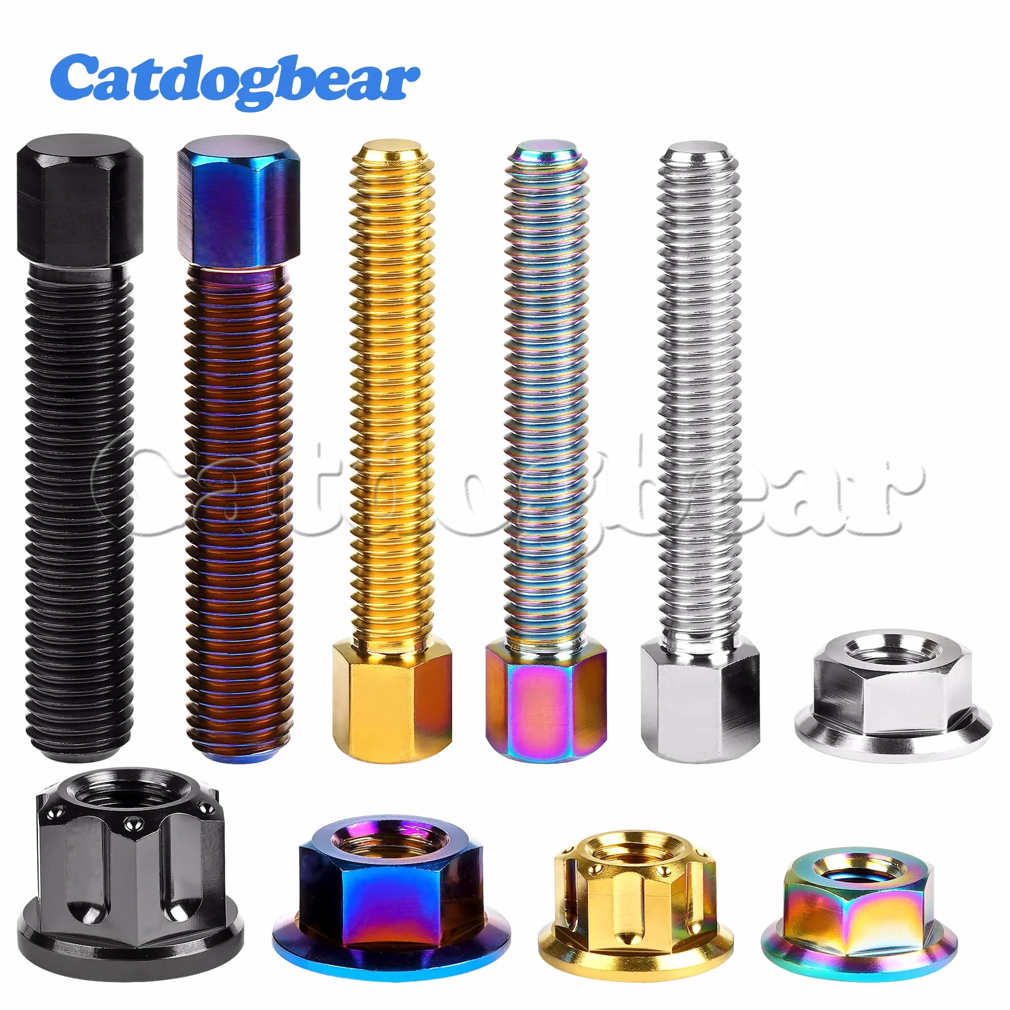 

Catdogbear 2PCS Titanium Bolts M8/M10x47mm Hexagon Head Screws Flange Nut For Motorcycle Chain Slack Adjuster