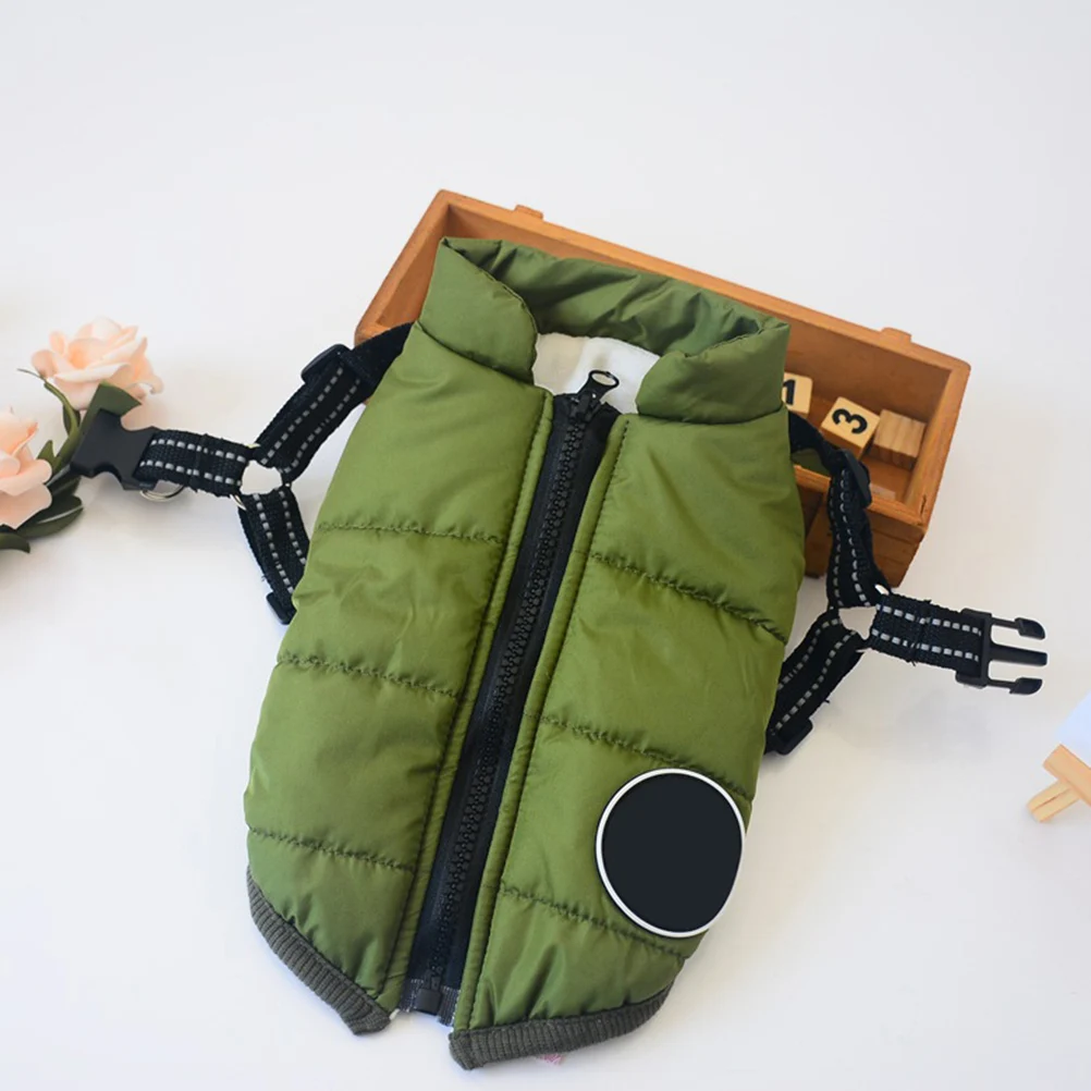 

Winter Vest Pet Cotton Dog Warm Coat Clothing Jeans One Body for Cold Weather Green
