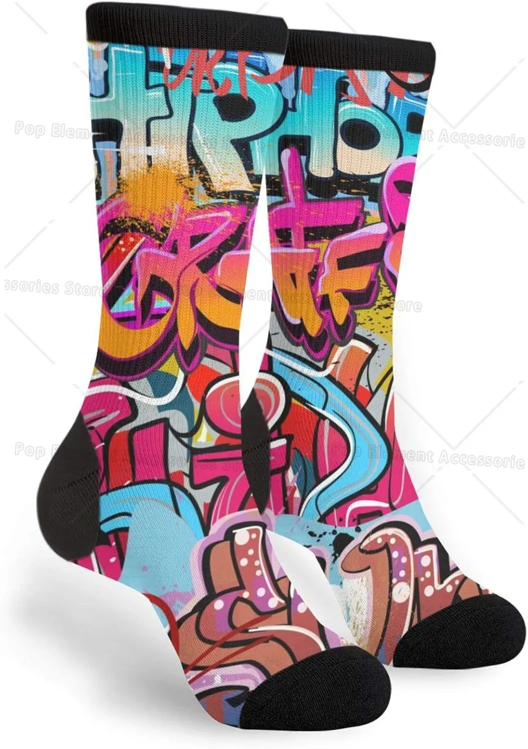 Hip Hop Wall Urban Art Graffiti Socks Novelty and Interesting Socks for Men and Women