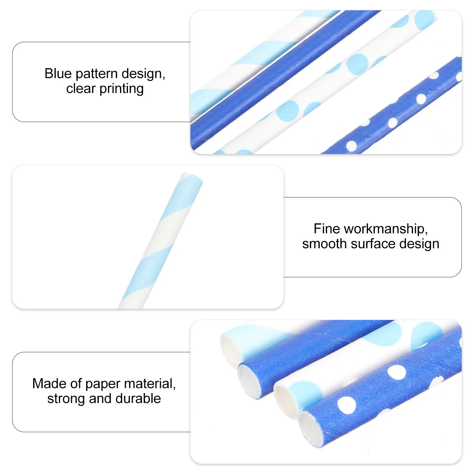 

200 Pcs Straw Party Paper Straws Drinking Blue Style Supplies Foldable Decoration