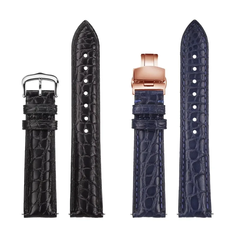 Alligator watch strap for Tank de Cartier W5200005 WSTA0030 17mm 18mm 19mm 20mm 21mm 22mm Black Brown Blue Crocodile Watchband