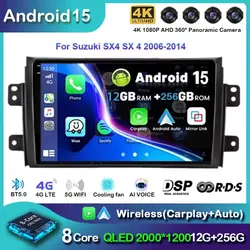 Android 14 Car Radio For Suzuki SX4 2006-2013 Fiat Sedici 2005 - 2014 Navigation GPS Multimedia Player Stereo WiFi+4G Carplay BT