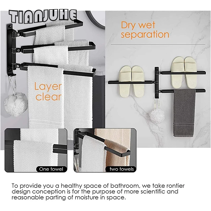 Bad Rotierenden Handtuch Bar Wand-Montiert Handtuch Rack Drei-bar Folding Arm Rotierenden Kleiderbügel Handtuch Rack Lagerung Rack