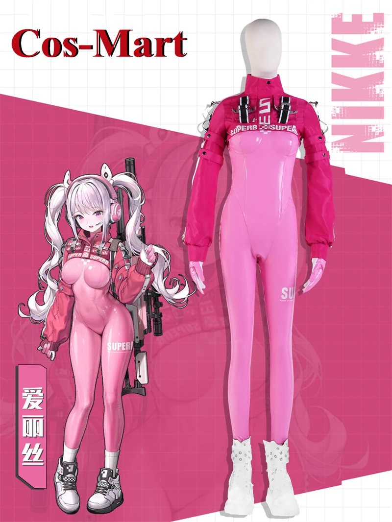 Cos-Mart Hot Game NIKKE Alice Cosplay Costume Sweet Gorgeous Pink Battle Uniform Female Activity Party Role Play Clothing