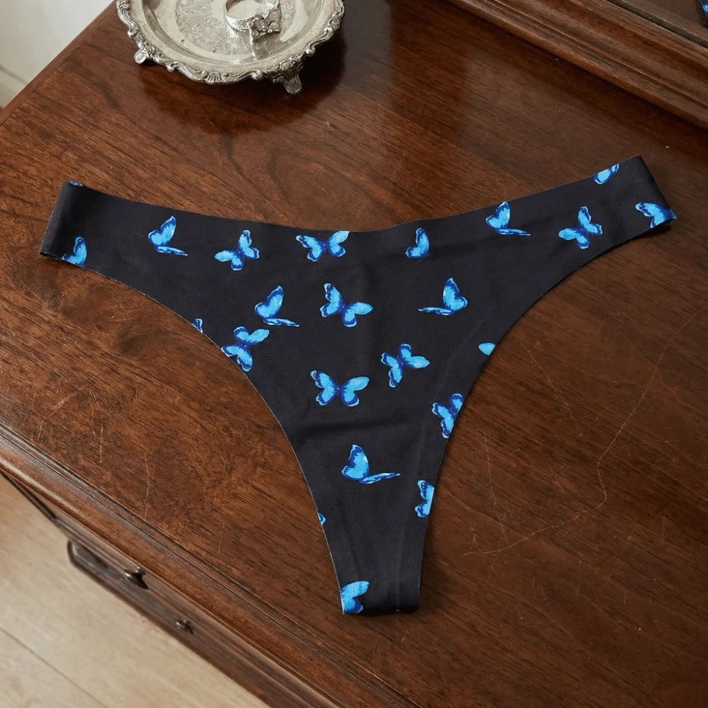 Süße Baumwoll-Unterwäsche für Damen, Lippen-Motiv, Niedriggeschnittener Nahtloser Tanga, Schmetterlings-Leoparden-Slip für Mädchen – Detail 11