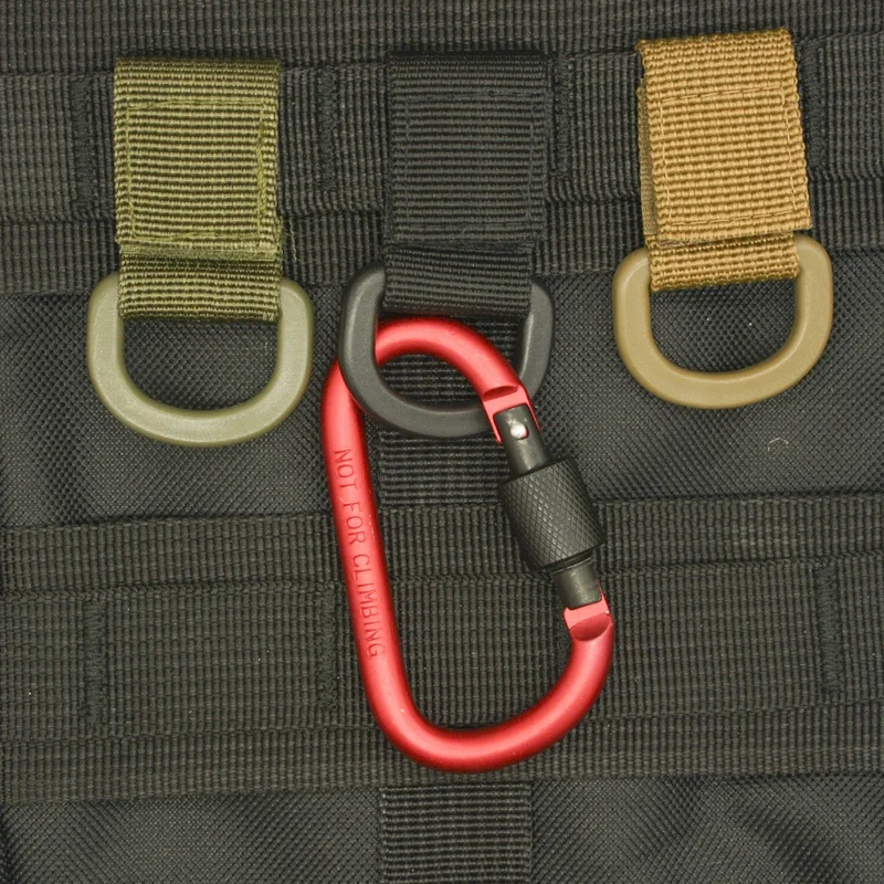 5Pcs Tactical Multifunction Nylon Molle Webbing Belt D-Ring Carabiner Magic tape Hanging Keychain Backpack Hook molle buckle