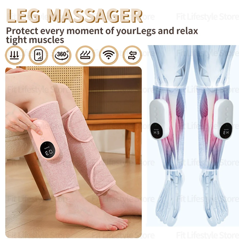 

Leg Massager Wireless Electric Vibration Calf Massager Air Pressure Leg Massager Hot Feet Massage Masajeador Power Legs Massager