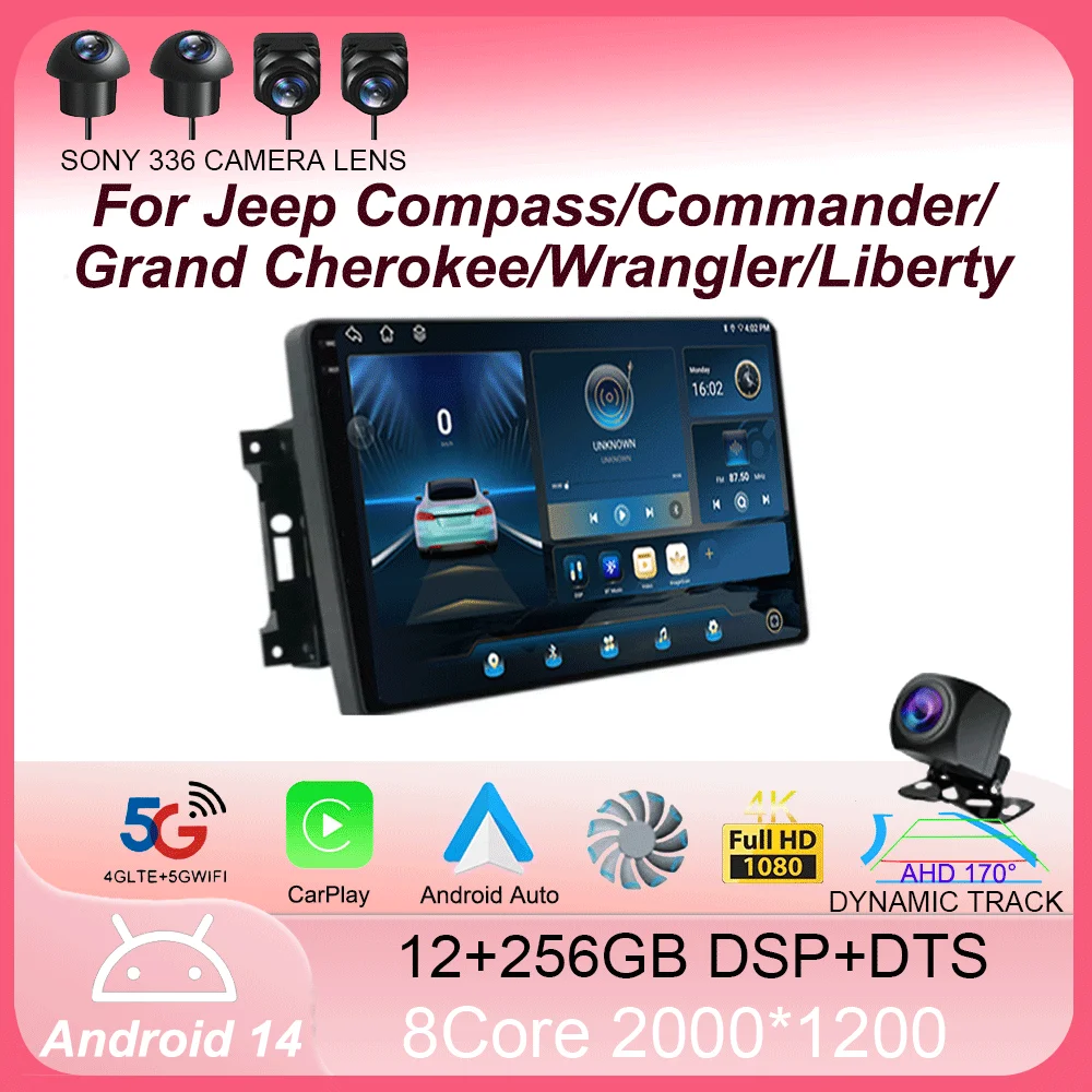 

Автомобильный радиоприемник Android 14, QLED, GPS-навигатор, мультимедийный плеер для Jeep Compass/Commander/Grand Cherokee/Wrangler/Liberty AutoRadio