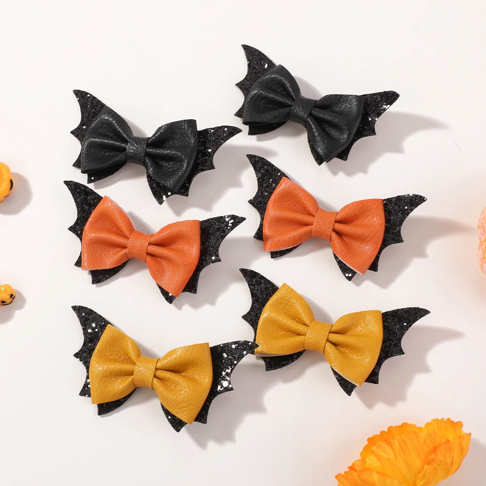 2 Stück Halloween Haarspangen Fledermausflügel Schleife Haarspangen Mädchen Pony Clips für Party Performance Kopfschmuck Haarspangen Cosplay Kopfbedeckung
