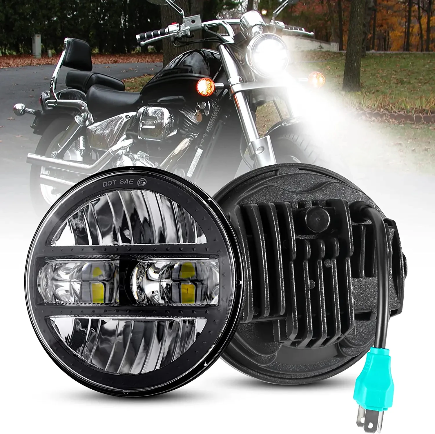 5.75 Inch LED Headlight for Harley Sportster Dyna Iron 883 1200 Moto 5 3/4\