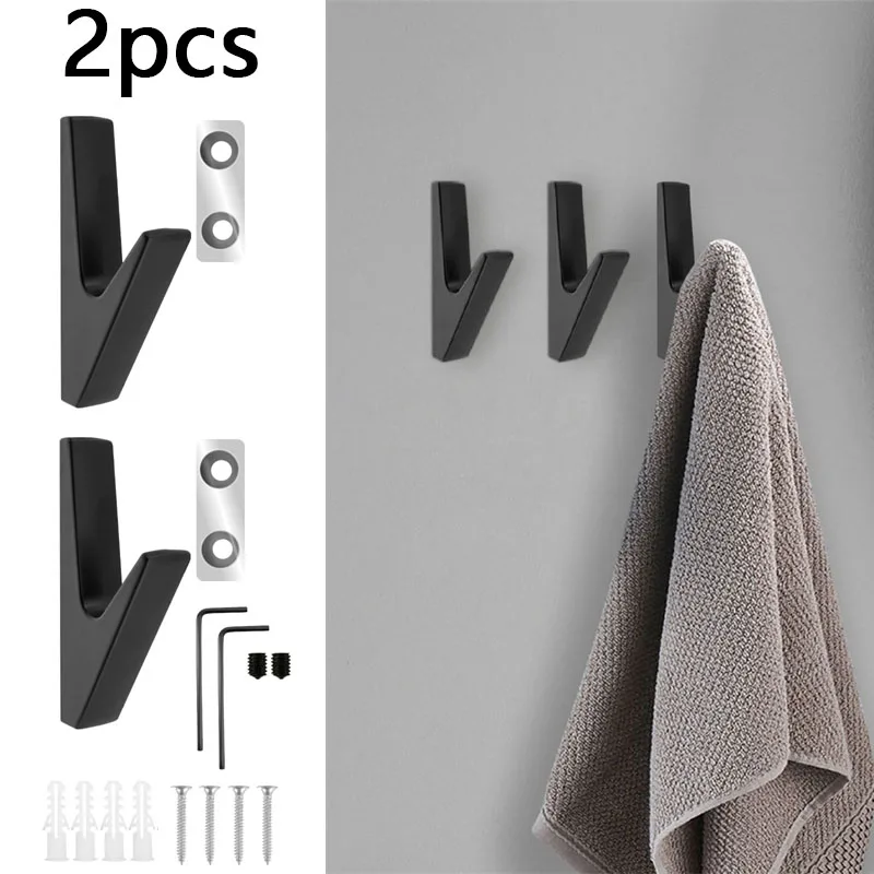 

2pcs Zinc Alloy Door Back Clothes Hooks Kitchen Bathroom Towel Rack Hat Bag Coat Hook Home Decoration Household Accessories