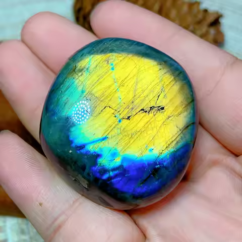 Natural Crystals Blue Flash Labradorite Palm Polished High Quality Ore Mineral Home Decorations Ornament Room Decor Gifts