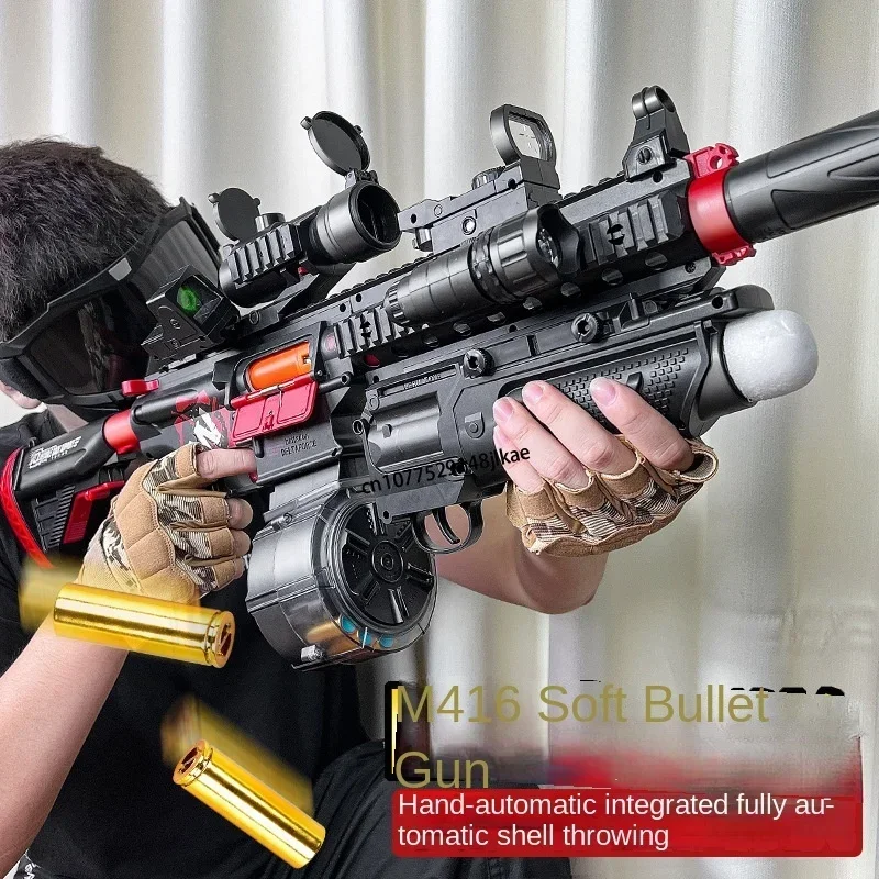 New Model M416 Fully Automatic Shell Throwing Soft Bullet Gun, Electric Combo Hand Automatic Shell Throwing Toy Gun