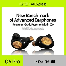 EPZ Q5 Pro Wired Headphones Hi-Fi High-Fidelity In-Ear Dynamic Driver Resin Gaming Headphones with 2Pin Detachable Cable Earbuds