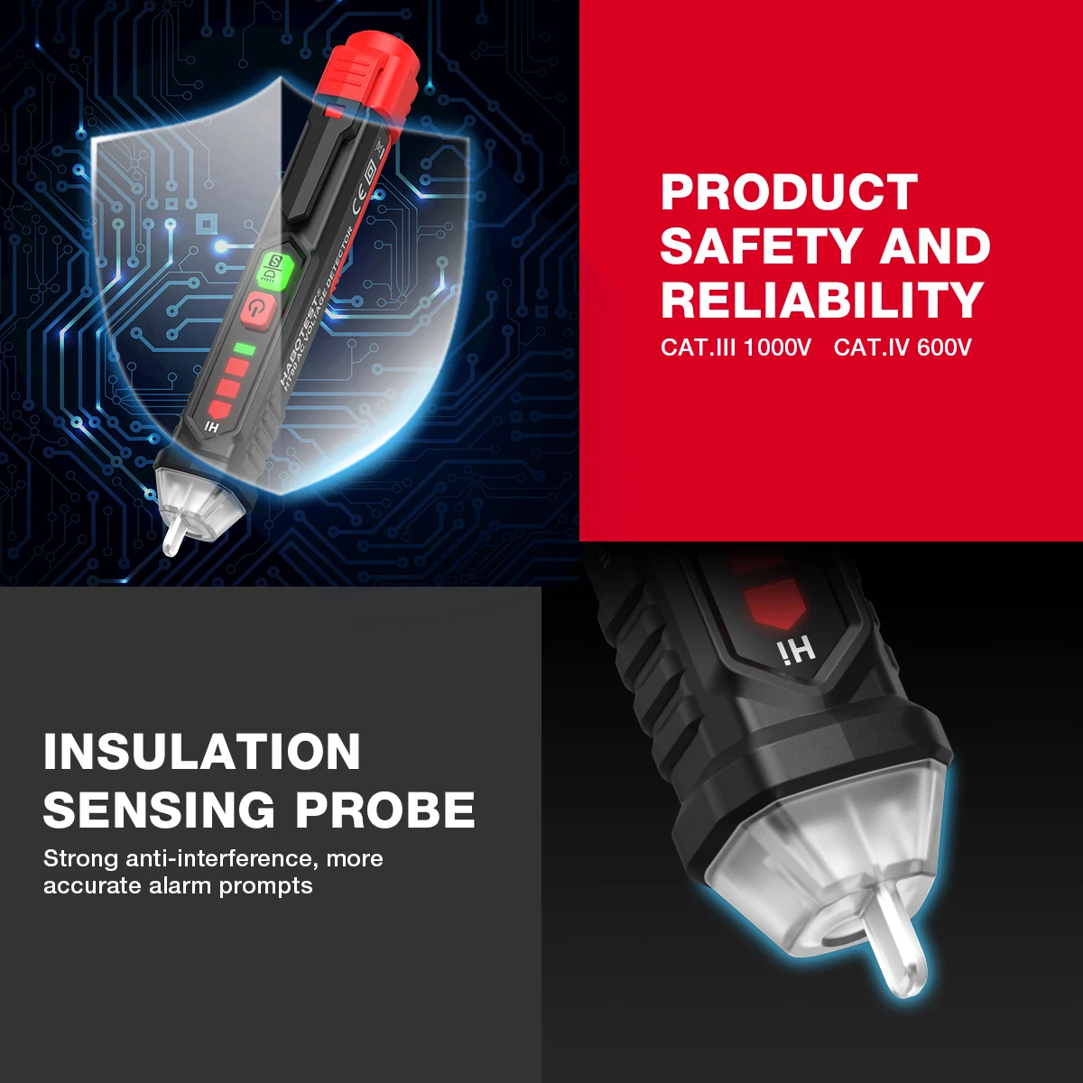 HABOTEST HT90/HT100/HT100P/HT101 Digital Voltage Detector Non-Contact Multifunction Electronic Tester Electric Sensor Test Pen