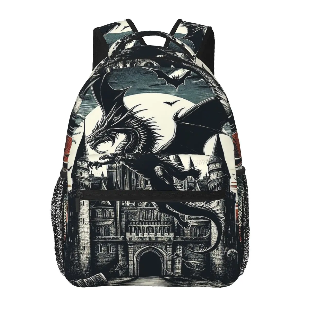 Fantasy Mythical Dragon And Castle Backpacks Boys Girls Bookbag Children School Bags Cartoon Kids Rucksack Shoulder Bag