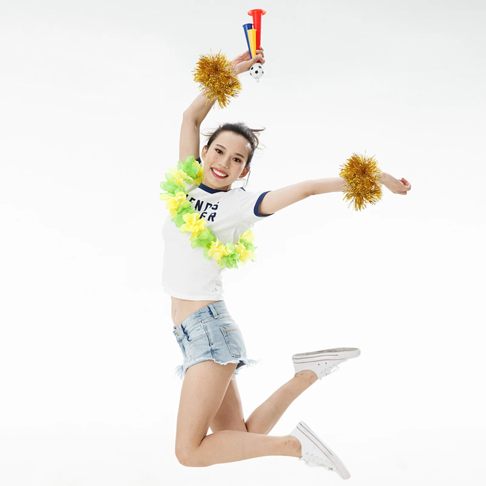 

10 Pcs Wrist Bands Mini Pom Poms Cheerleading Gymnastics Party Decorations Golden Cheerleaders