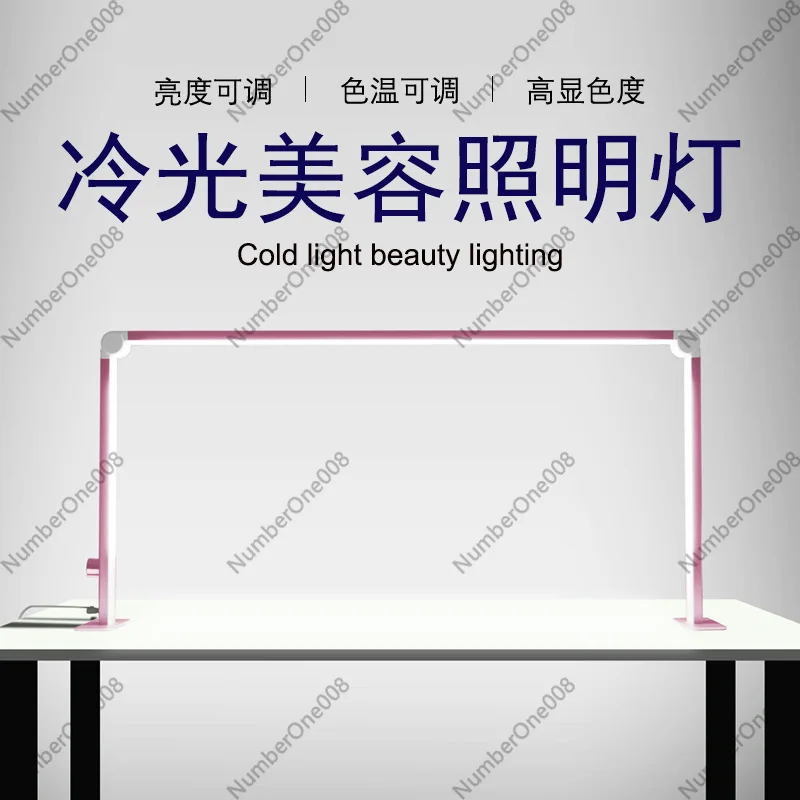 Folding LED Half Moon Desk Lamp for Nail Salon Table, 180° Shadowless Cold Light, Large Makeup & Tattoo Lighting