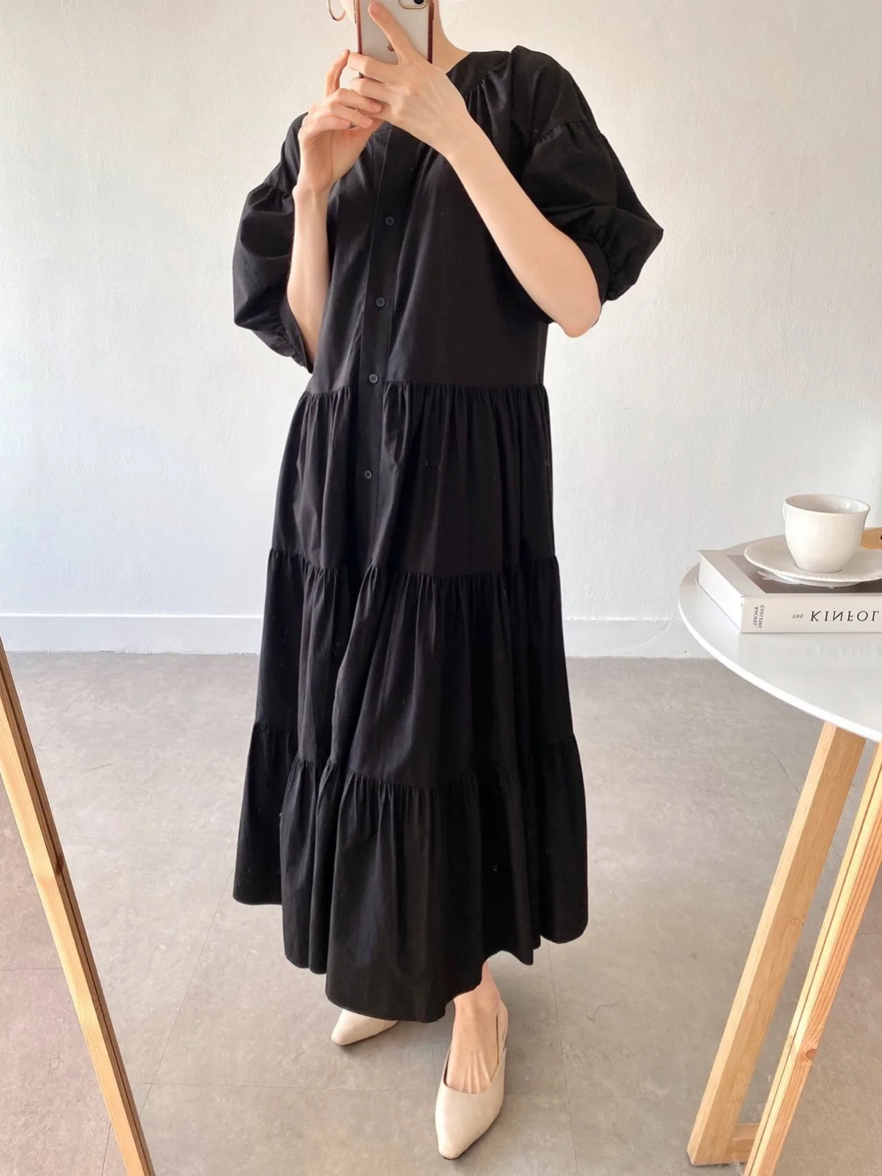 Bolha solta Sve irt Dr Mulheres verão cor doce emenda bolo saia casual longo Dr coreano Sle primavera outono...