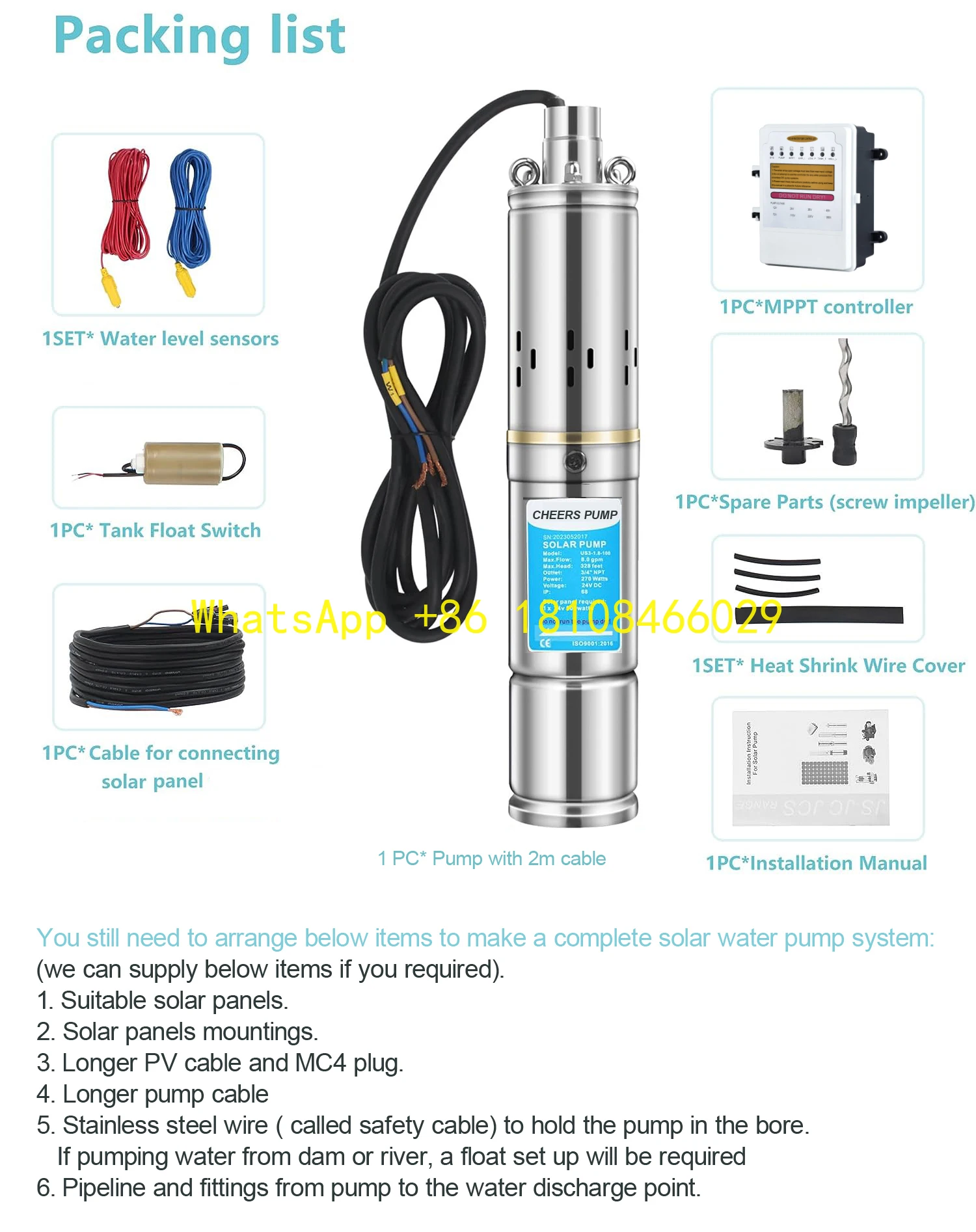 

Screw Pump OEM Customizable Sump Pumps 48v DC High Quality Hybrid Solar Submersible Water Pump with High Pressure