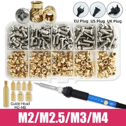 Heat Set Thread Insert Soldering iron kit Stainless Steel Screw and Brass Thread Inserts Nut M2 M3-M8 Copper Insertion Nuts Tool
