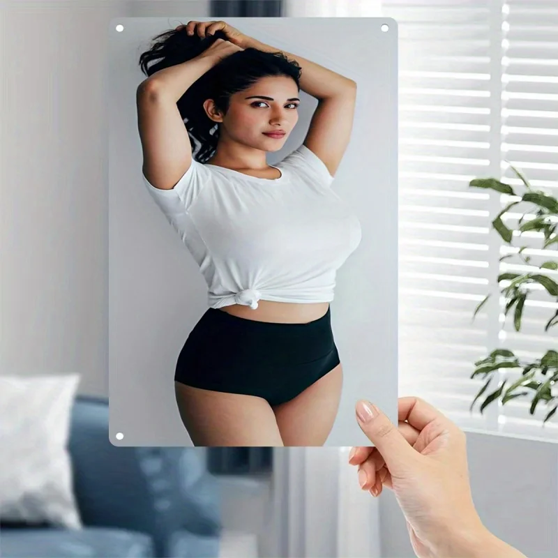 

Rustic Retro Advertising Sign for Home Decor，Metal Poster - Female Photo Frame Effect - Heavy-Duty Iron Plate for Home, Bar, Caf