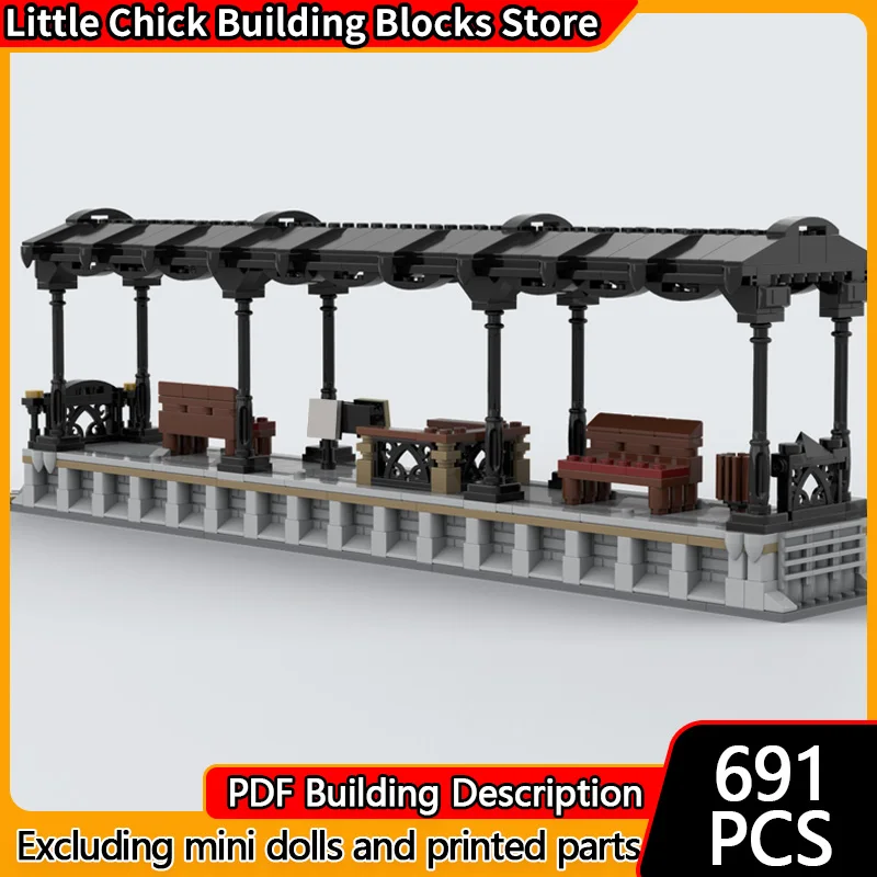 

City Street View Model MOC Building Bricks Railway Platform Modular Technology Children Holiday Gifts Assemble Toys Suit