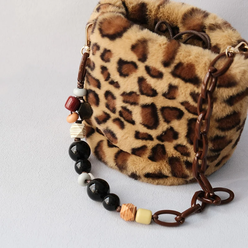 New Fashion Woman Bag Accessory Detachable Brown Beaded Chains Cute Acrylic Luxury Strap Women Eleagnt Bag Shoulder Handle Chain