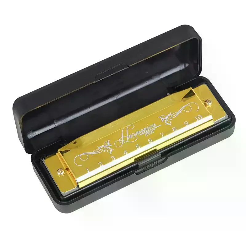 Kleurrijk rood, zilver, zwart ABS 10-gaats, 20-tune C-Key mondharmonica houtblazersapparaat 1PC