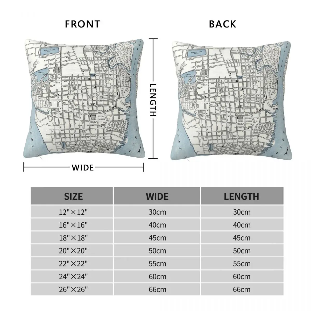 Map Of Charleston South Carolina Square Pillowcase Polyester Linen Velvet Creative Zip Decorative Pillow Case Car Cushion Cover