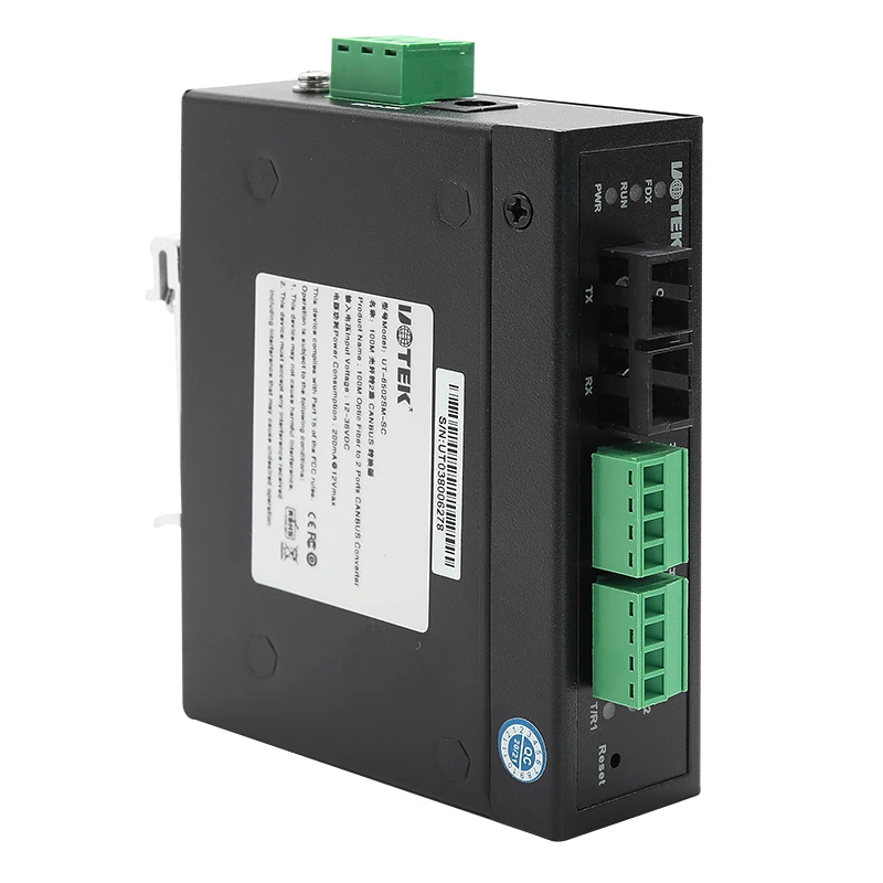 100M Fiber to 2-port CANBUS Converter Fiber to CANBUS Converter UOTEK RTS
