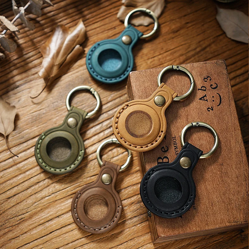 Cow Leather Protective Case For Apple AirTags Keychain Locator Cover Bag Fashion Pet Pendant Air Tag Accessories