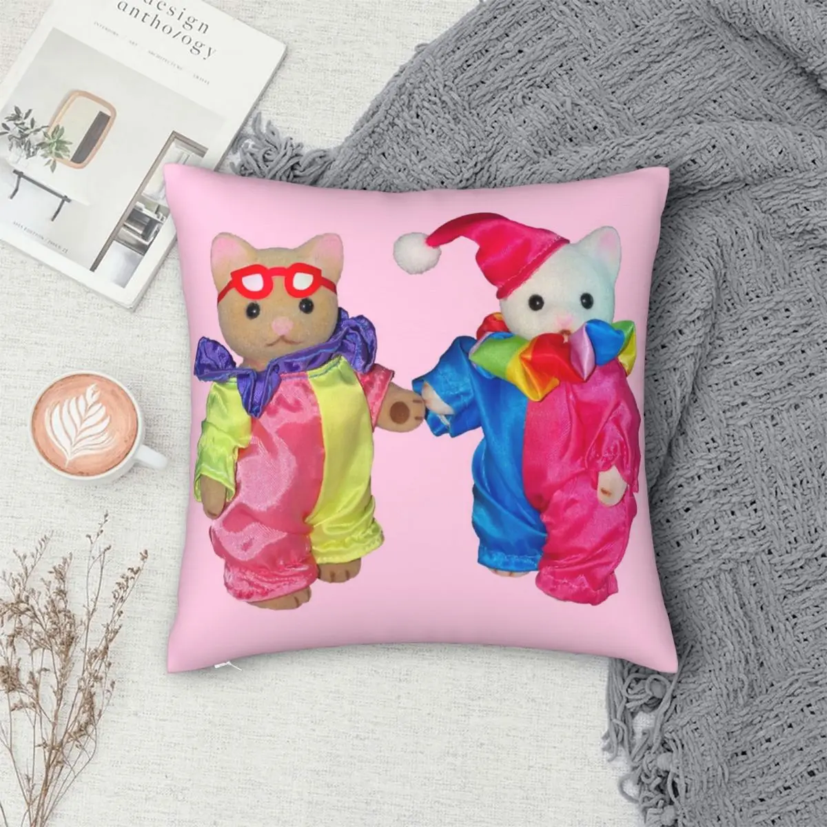 Clown Friends Square poszewka na poduszkę poduszka poliestrowa aksamitna poduszka Decor Comfort rzuć poduszka do sypialni w domu