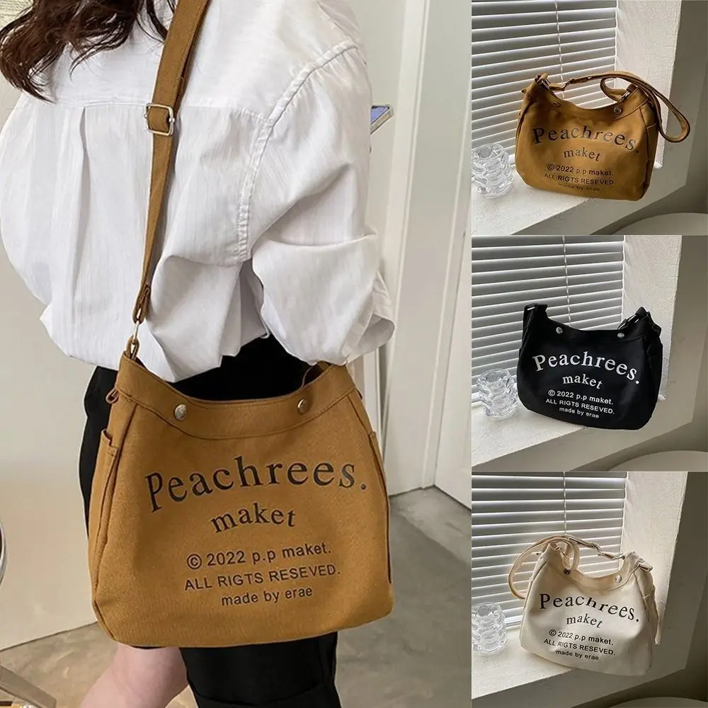 

Large Capacity Letter Canvas Underarm Bag Square Printing Student Crossbody Bag All-match Korean Style Simple Handbag Handbag