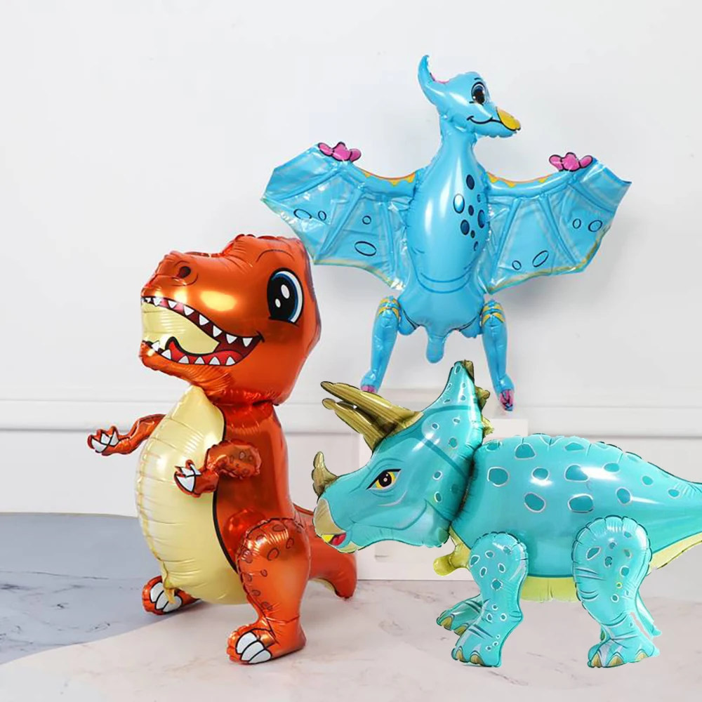 Giant Foil Dinosaur Self Standing Balloons for Kids Boys Girls Happy Dino Birthday Party Safari Animal Decoration Supplies Toys