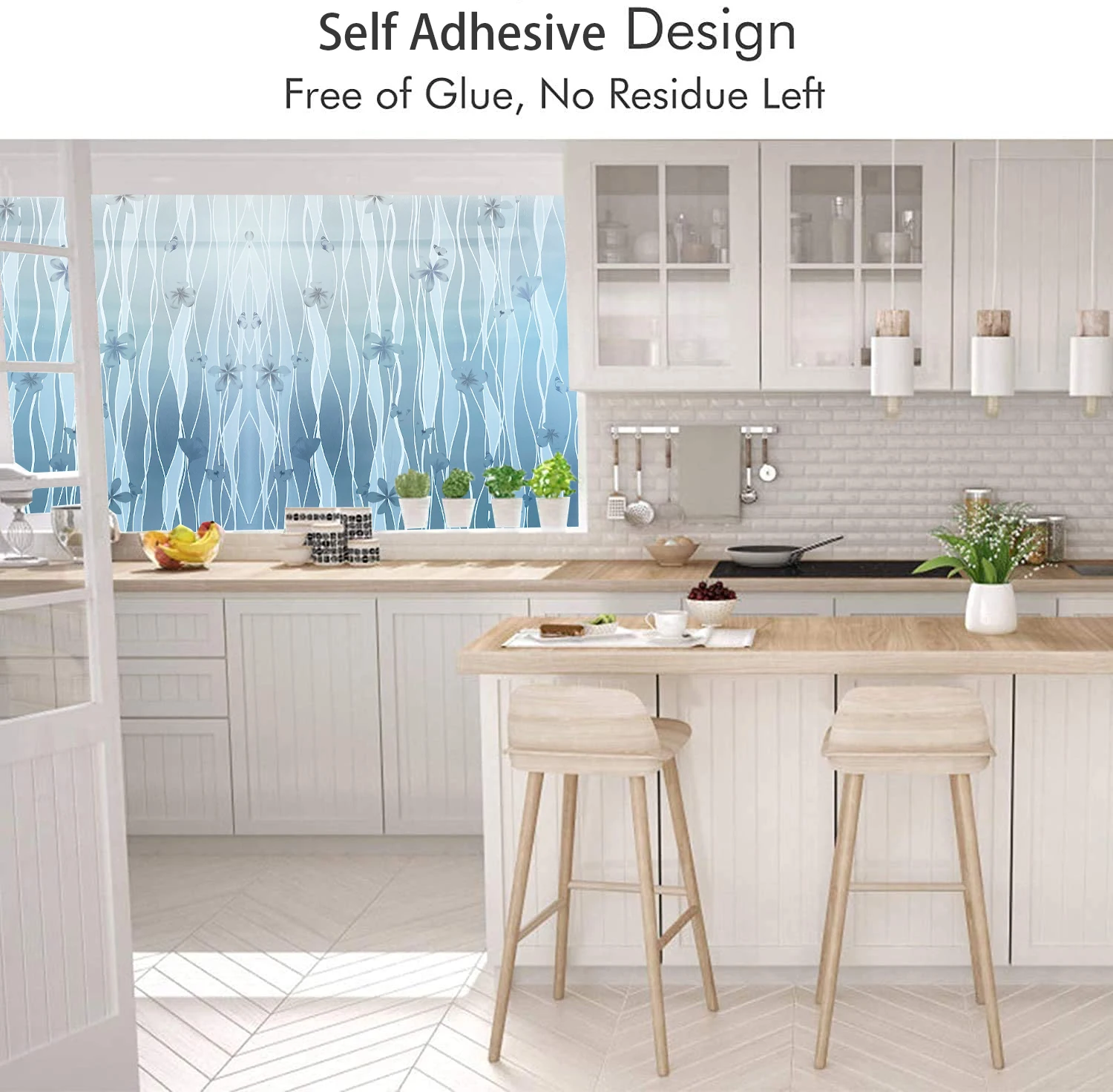 3D Matte Window Film Privacy Self Adhesive Frosted Vinyl Glass Film Stained Window Sticker Decorative Window Clings for Home