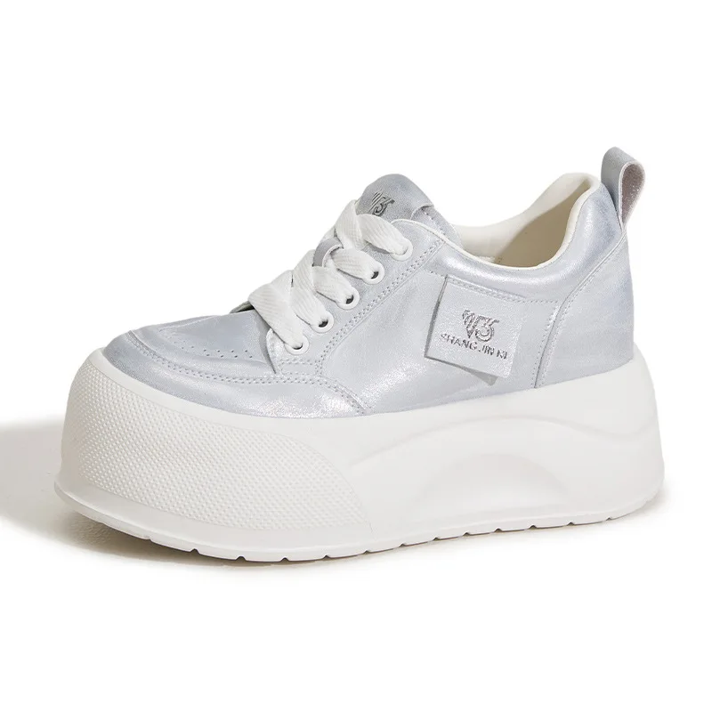 

Женская повседневная обувь в корейском стиле 9 см, кроссовки на платформе с толстой подошвой, модная летняя обувь с внутренним повышением, обувь на плоской подошве