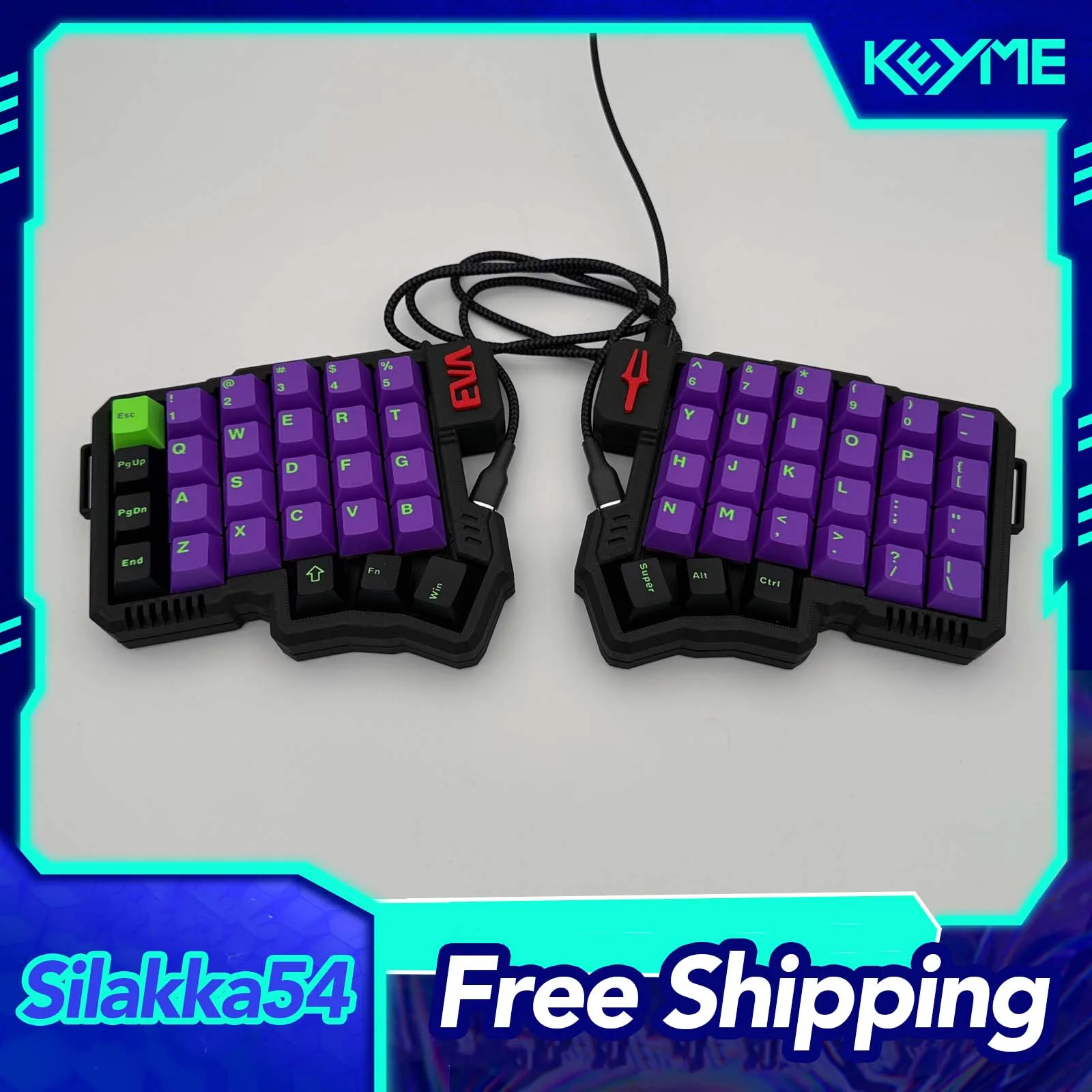 Silakka54 Split Keyboard Wired Hot Swap QMK/VIAL Split Mechanical Keyboard Ergonomics with Tenting Legs RP2040 PC Gamer Gifts