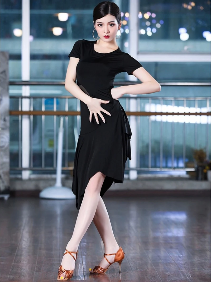 Latin Dance Costumes Women's Prom Party Performance Dresses Black Sexy Dancewear Competition Dance Dresses