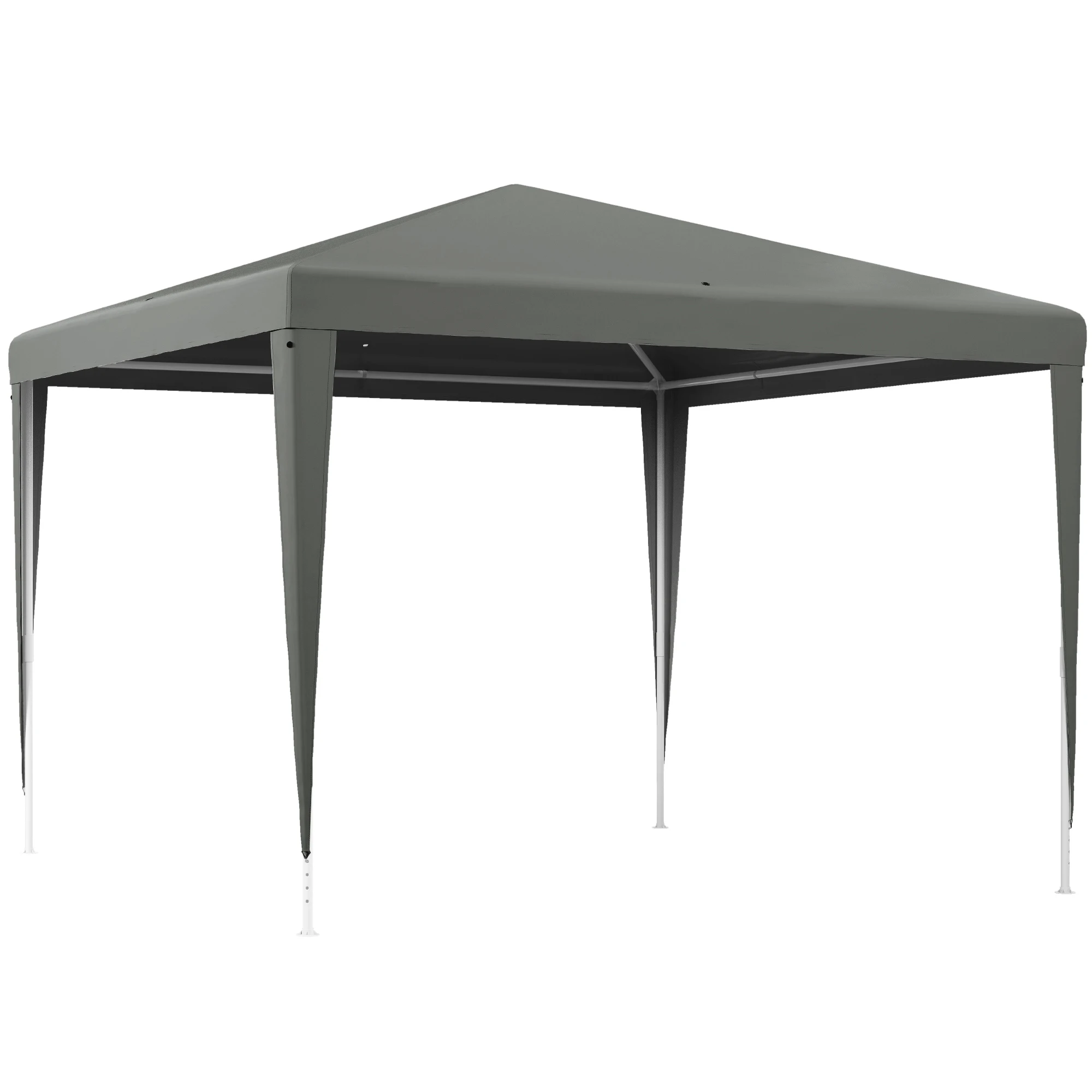 Carpa Desmontable de Jardín 3x3 m, Gazebo Cenador para Exteriores con 4 Orificios de Drenaje y Tubo de Acero Gris - Carpa