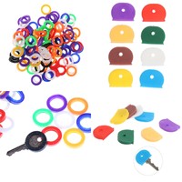 10/24pcs Key Top Cover Head/Caps/Tags/Label ID Markers Mixed Toppers Silicone Coding Colorful Key Identifier Cover Keyring Rings