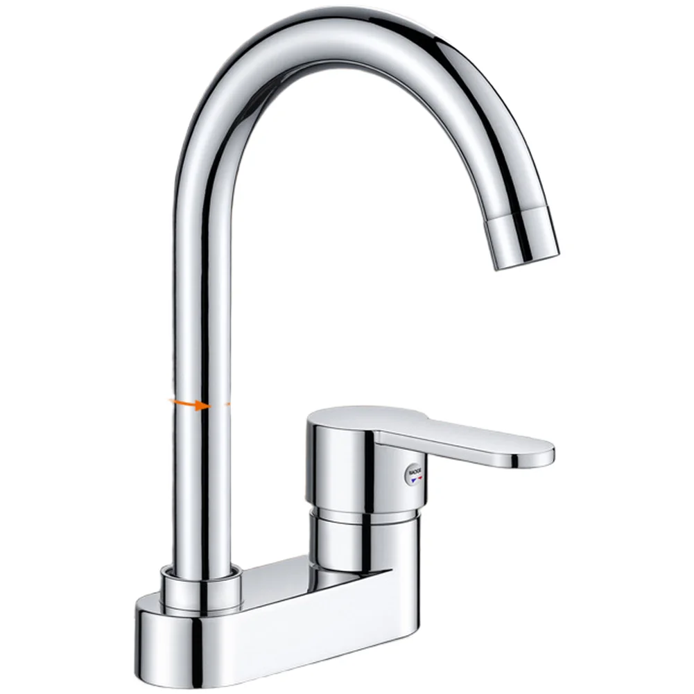 360 Swivel Double Hole Basin Faucet for Countertop Sink Use Hot Cold Water Mixer with ABS Aerator and Disc Valve Assembly